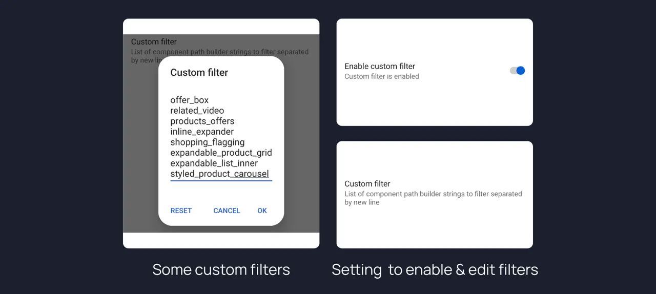 Custom component filter