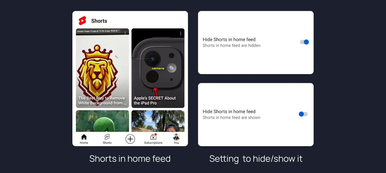 No Shorts in the home feed