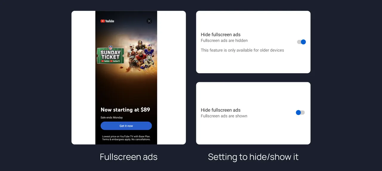 Fullscreen takeovers