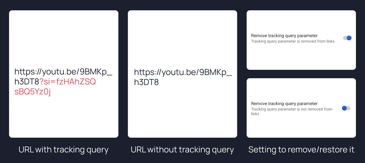 Strip the ?si= tracking parameter